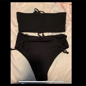 Strapless black two piece